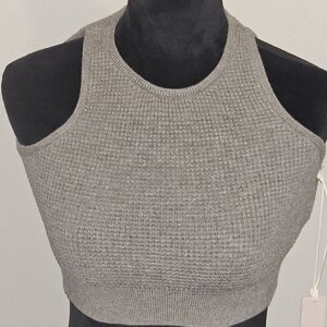 Fear of God "Essentials"  Knit Crop Top Waffle,Homestead Heather Gray. NWT
